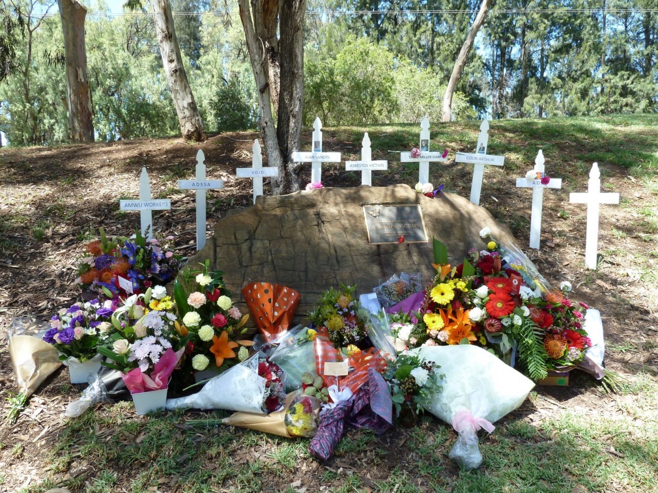 Floral tributes at Pitman Park 